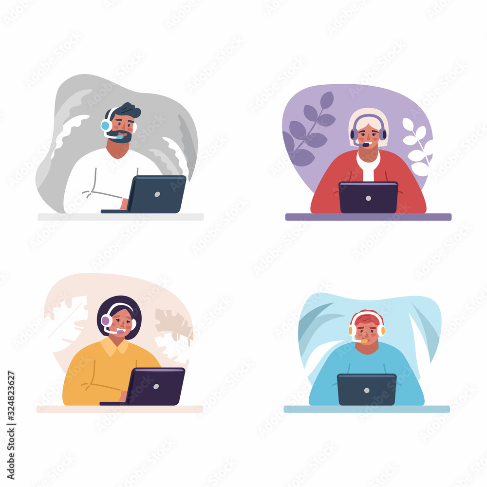 Concept customer service. Online global technical support. Vector illustration Concept customer service. Online global technical support. Vector illustration