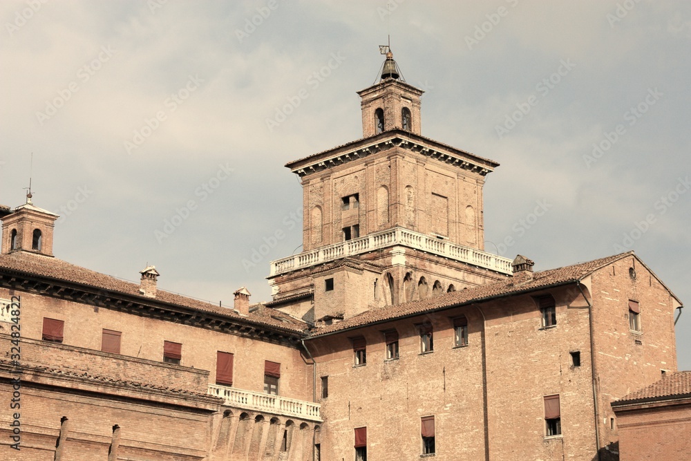 Italy - Ferrara Castle. Retro filtered colors style.