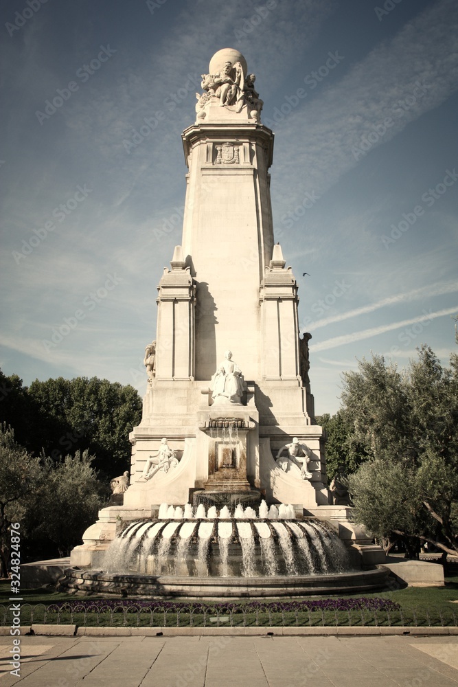 Fototapeta premium Madrid monument. Retro filtered colors style.