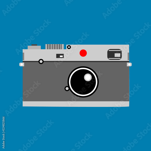 leica camera in a flat design on a blue background