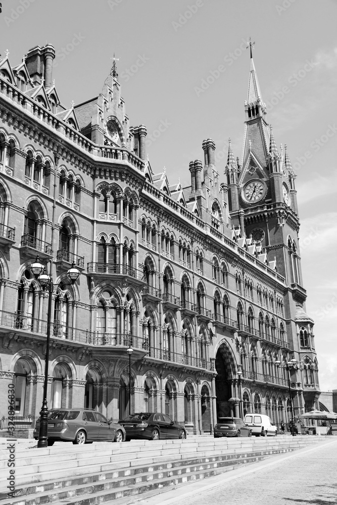 London, England. Black and white retro style photo.