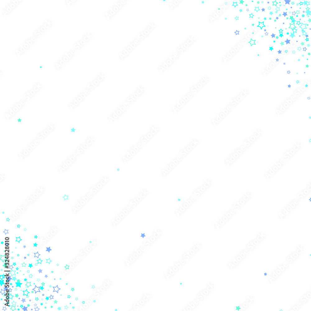 Naklejka premium Blue, cyan, turquoise glitter stars confetti