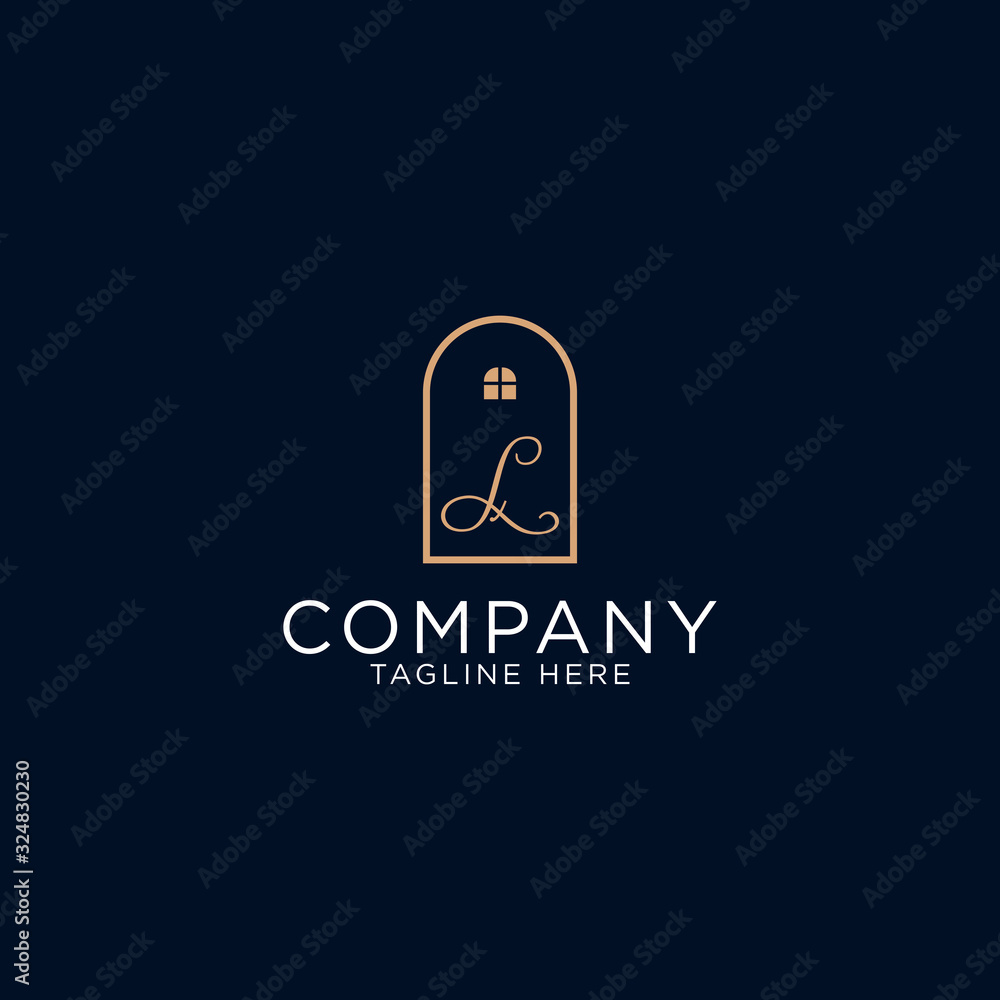 Real estate and window Letter L logo design emblem vector gold luxury modern and elegant style design template Real estate and window Letter L logo design emblem vector gold luxury modern and elegant style design template