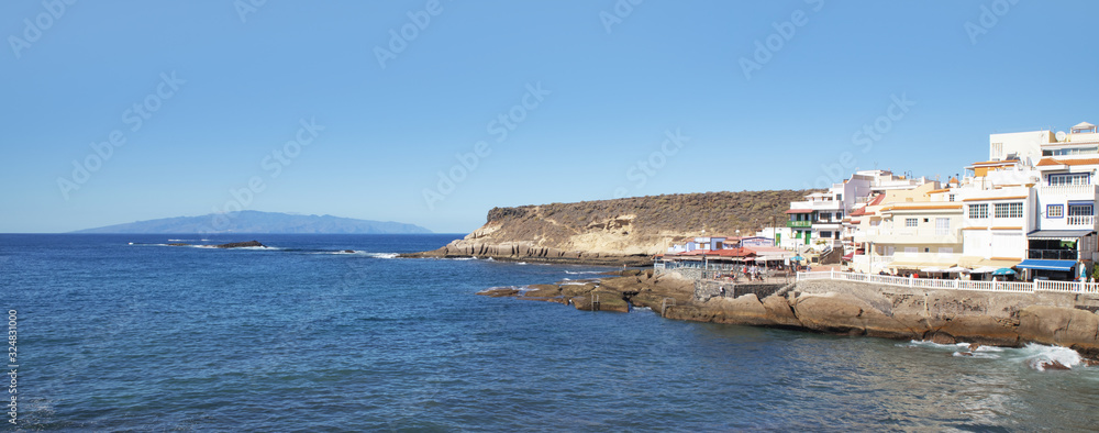 La Caleta, Costa Adeje, popular tranquil fishing village in the south, transformed by the real estate industry into a coveted residential haven, Tenerife, Canary Islands, Spain