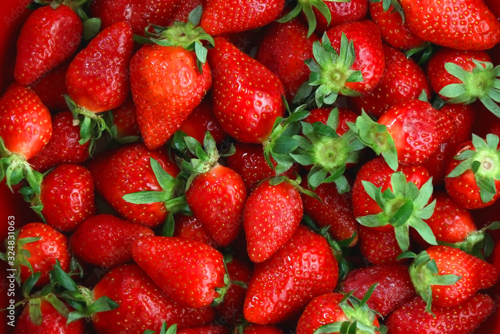 Fresh washed strawberries. Top view. Fresh washed strawberries. Top view.