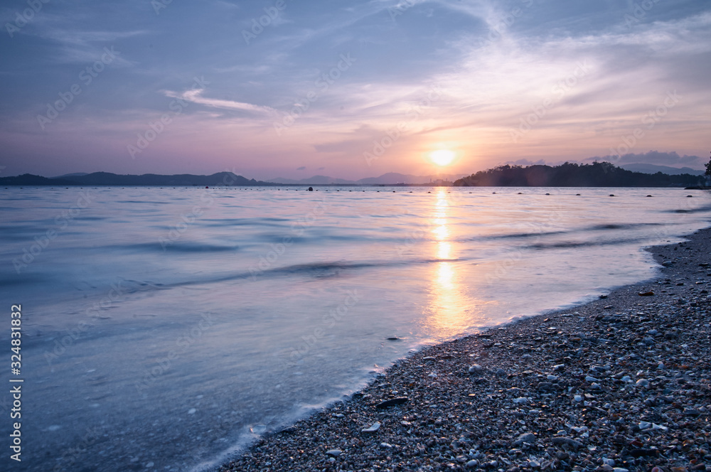 Beautiful landscape with colorful sunset on the sea. Beautiful landscape with colorful sunset on the sea.