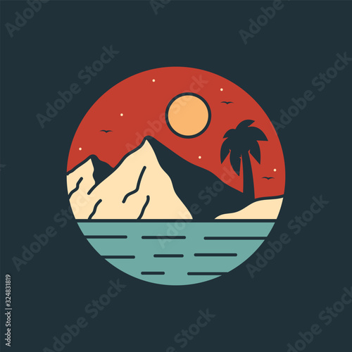simple logo badge mountain design, for t-shirt prints, patches, emblems, posters, badges and labels and other uses