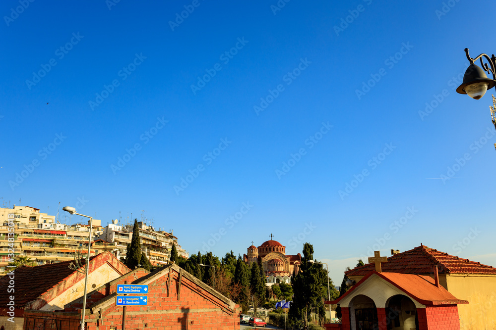 Thessaloniki, Greece - February 12 2020: temples in Thessaloniki