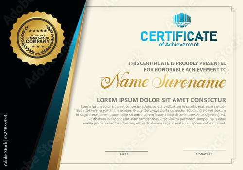 Luxury modern certificate template with texture pattern background.