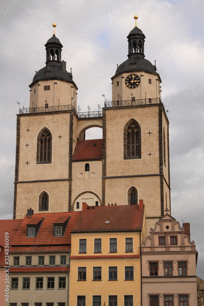Lutherstadt Wittenberg; Stadtkirche über dem Markt