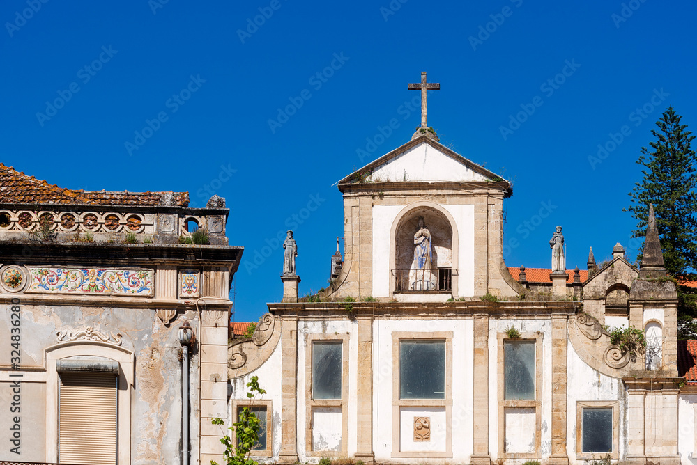 facade of Monastery of Santa Clara-a-Nova in Coimbra, Portugal