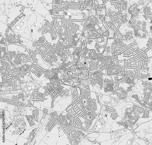 map of the city of Coventry, West Midlands, England, UK