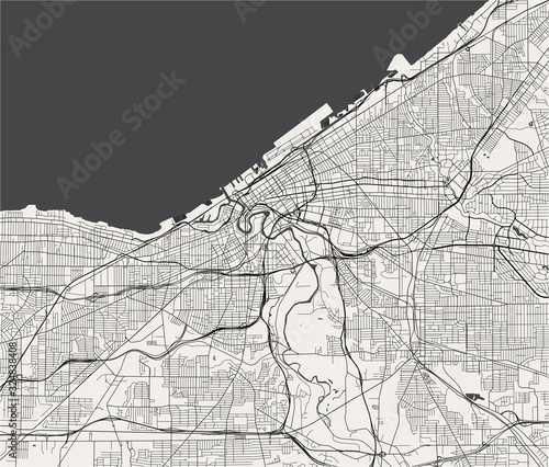map of the city of Cleveland, Ohio, USA