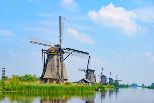 The windmills in Kinderdijk, a UNESCO World Heritage site in Rotterdam, Netherlands