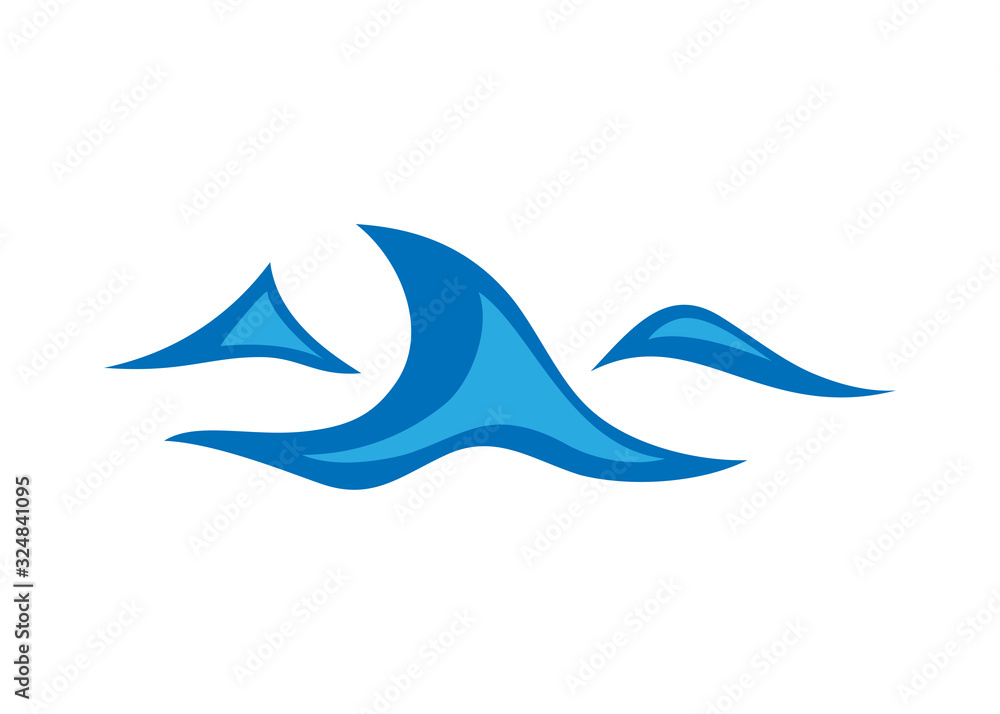 Water Wave Icon. Surf Logo. Vector Isolated On White Background. Hand Drawn Water Wave Icon. For Water Logo, Sign, Symbol, Surfing Icon, Sea And Ocean Logo. Abstract Ocean Waves Vector