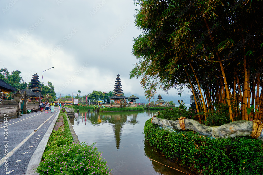 Hindu Temple Pura Ulun Danu on lake Bratan, Bali Indonesia, one of famous tourist attraction. Hindu Temple Pura Ulun Danu on lake Bratan, Bali Indonesia, one of famous tourist attraction.