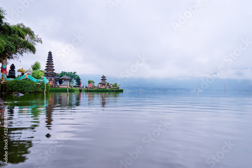 Hindu Temple Pura Ulun Danu on lake Bratan  Bali Indonesia  one of famous tourist attraction.