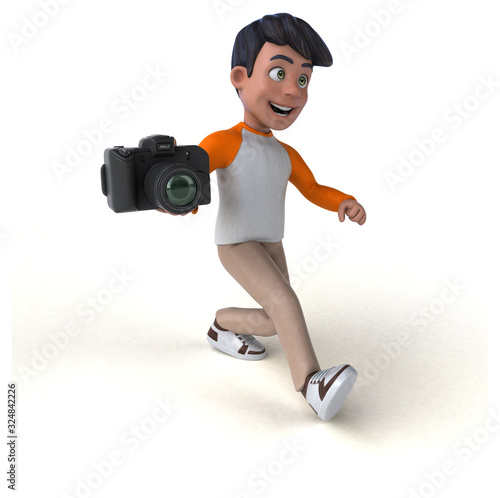Photography Fun 3D cartoon Asian teenager .