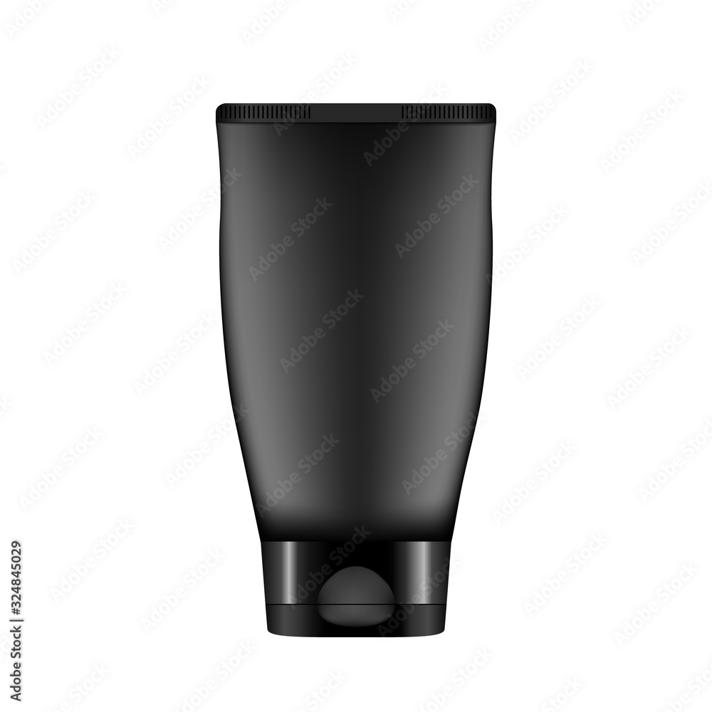 3D realistic blank black tube with cap isolated on white background 3D realistic blank black tube with cap isolated on white background