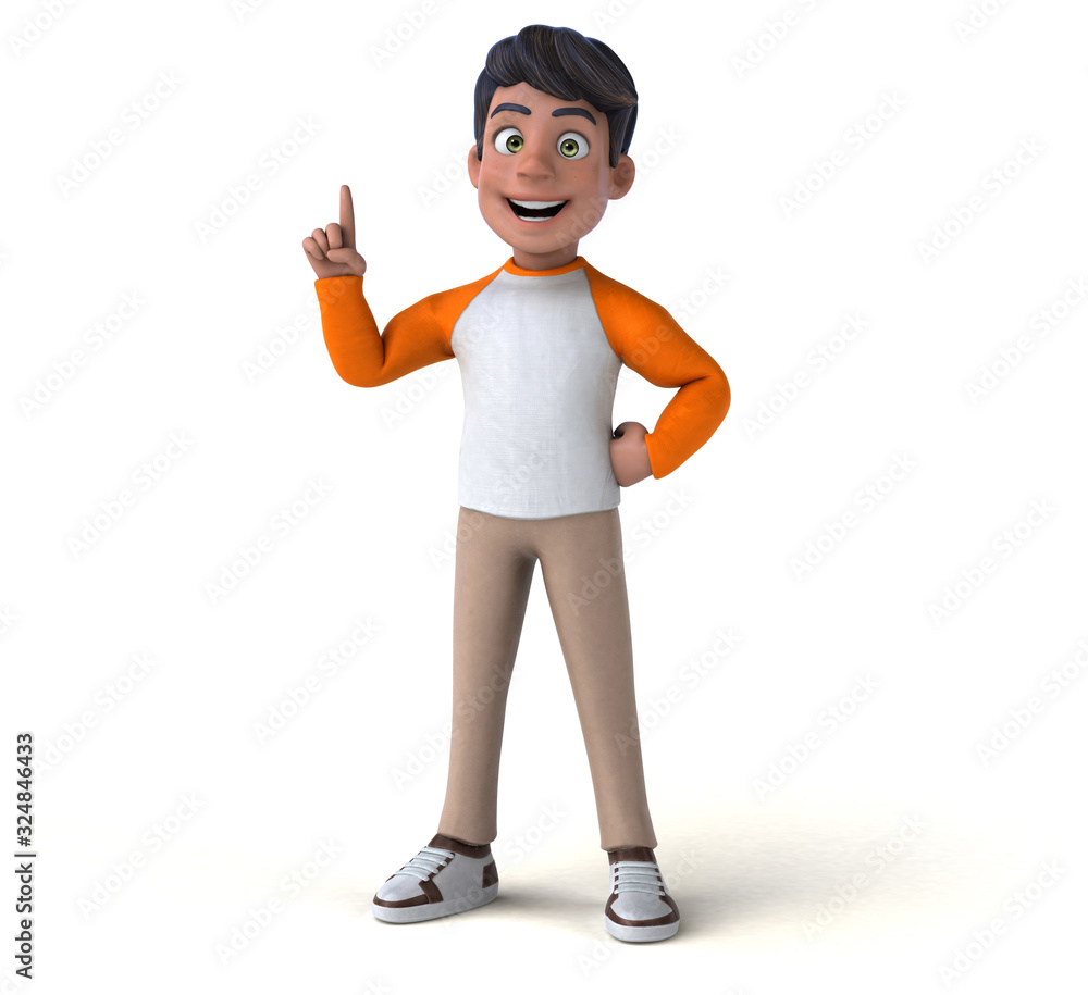 Fun 3D cartoon Asian teenager . Fun 3D cartoon Asian teenager .