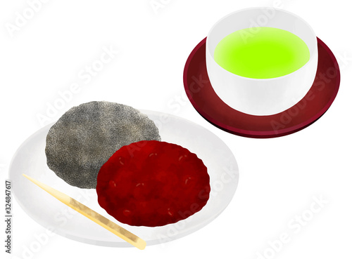 おはぎ　ぼたもち　お茶