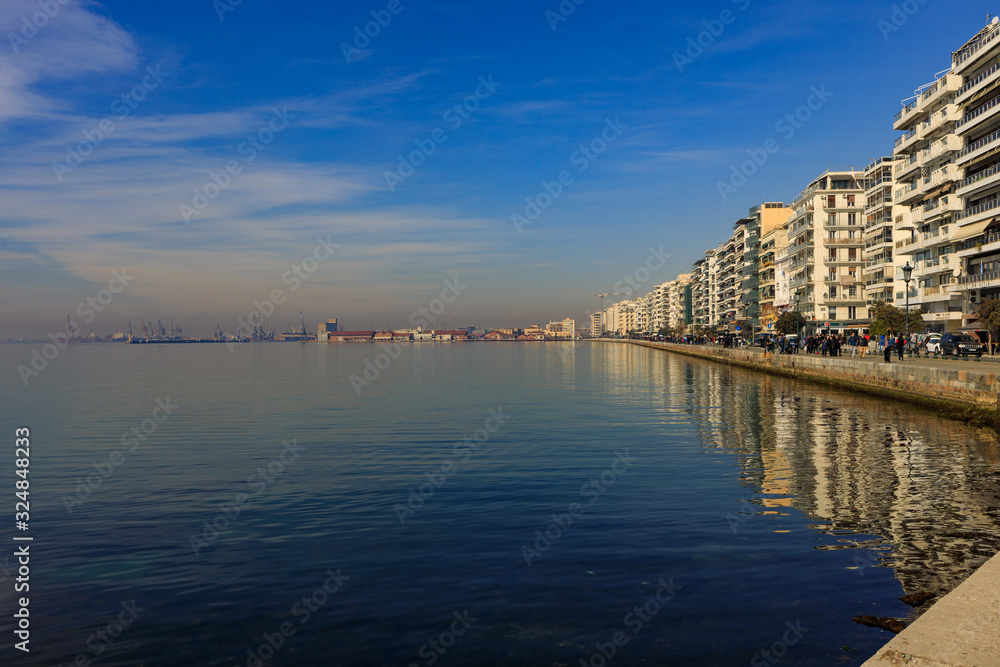 seafront in thessaloniki sunny day weather