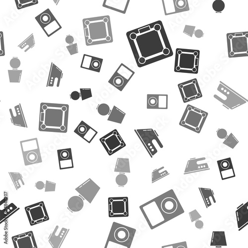 Set Bathroom scales , Music player , Electric iron and Table lamp on seamless pattern. Vector