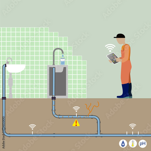 Internet of Things, IoT, for massive connections collects data, e.g. water level and quality, with monitoring units. Detection and location of deficiencies in the pipe system is simplified. 