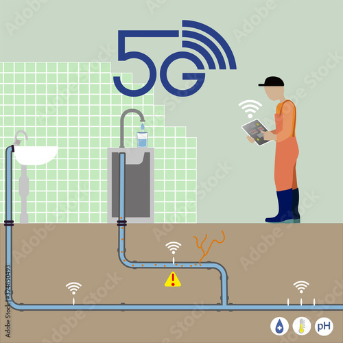 5G technology with massive connections collects data, e.g. water level and quality, with monitoring units. Detection and location of deficiencies in the pipe system is simplified.