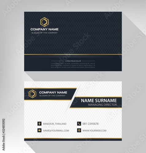 Business card in modern luxury style black gold white