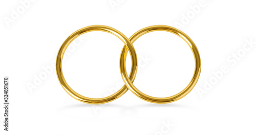Golden rings isolated on white