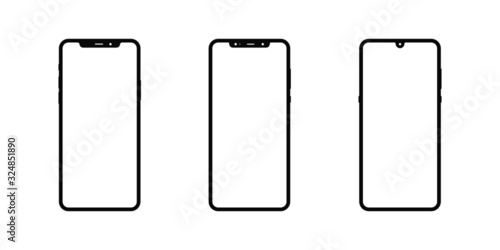 set of mobile phone screen vector isolated icons