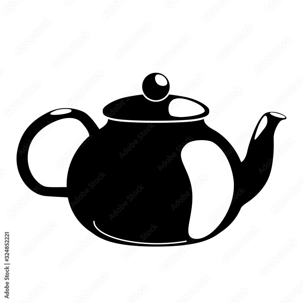 Glyph teapot isolated on white background. black silhouette Front view of drink ceremony. Vector natural pictogram. Spa, wellness relaxation concept. Nature healthy symbol Glyph teapot isolated on white background. black silhouette Front view of drink ceremony. Vector natural pictogram. Spa, wellness relaxation concept. Nature healthy symbol