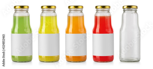 Juice glass bottles isolated
