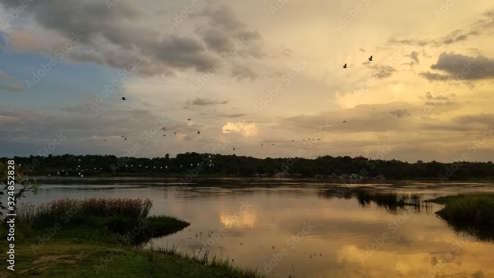 sunset over the lake