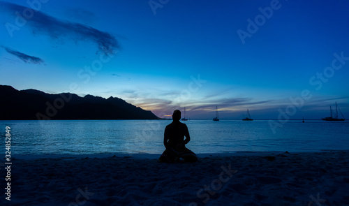 Tableau sur toile silhouette au coucher de soleil