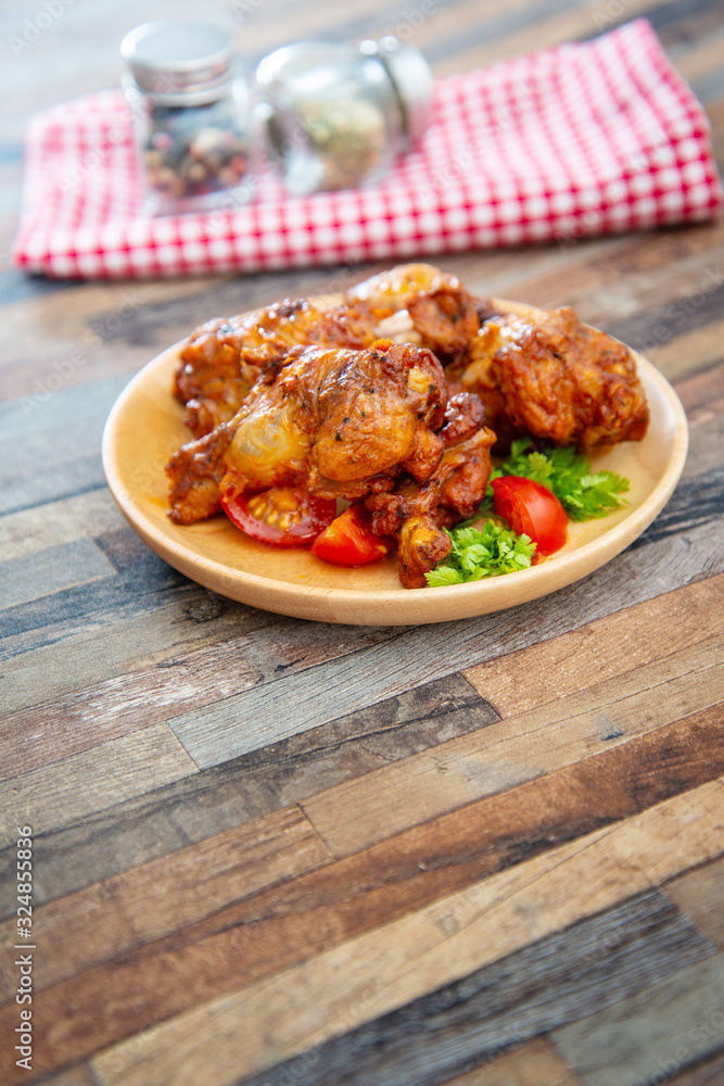fried chicken wings on table