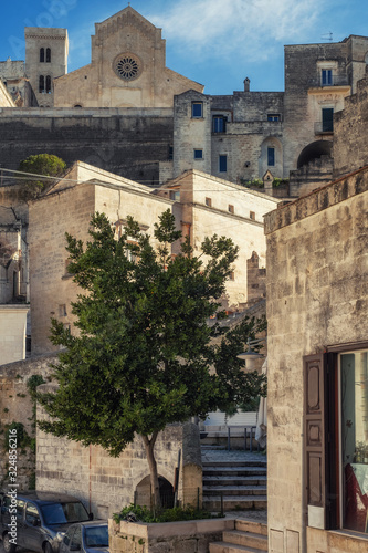 Streets of a beautiful Matera town  Italy