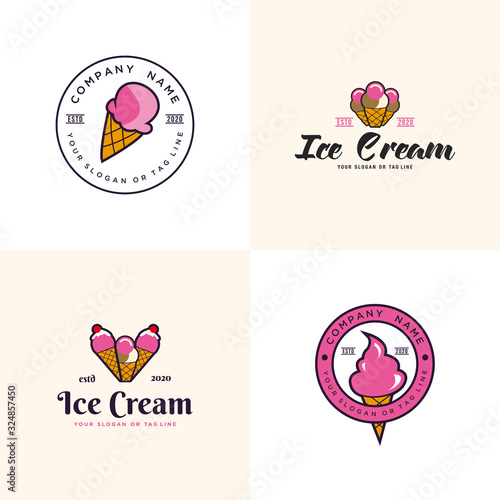 set ice cream logo design vector