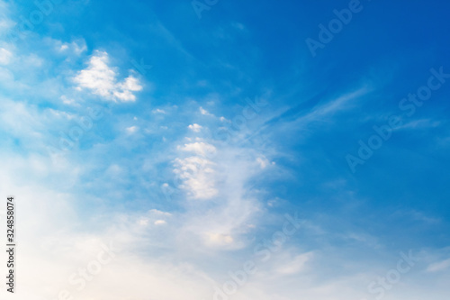 beautiful blue sky with white cloud and sunlight