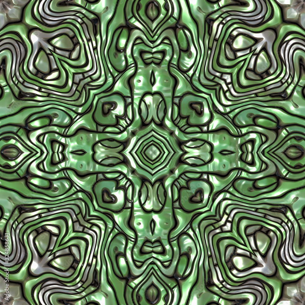 3d effect - abstract green metallic texture symmetric graphic 3d effect - abstract green metallic texture symmetric graphic