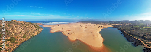 Aerial panorama from Carapateira beach on the west coast in Portugal