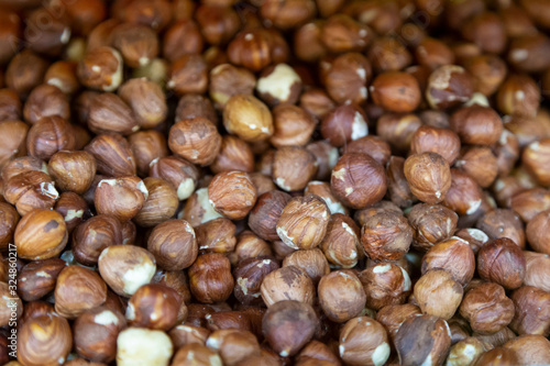 close up of chestnuts in market