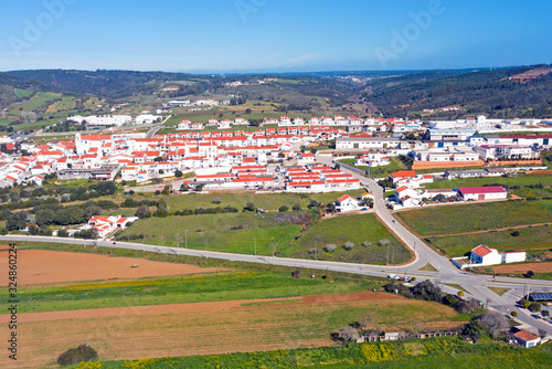 Aerial from the village Aljezur in Alentejo Portugal