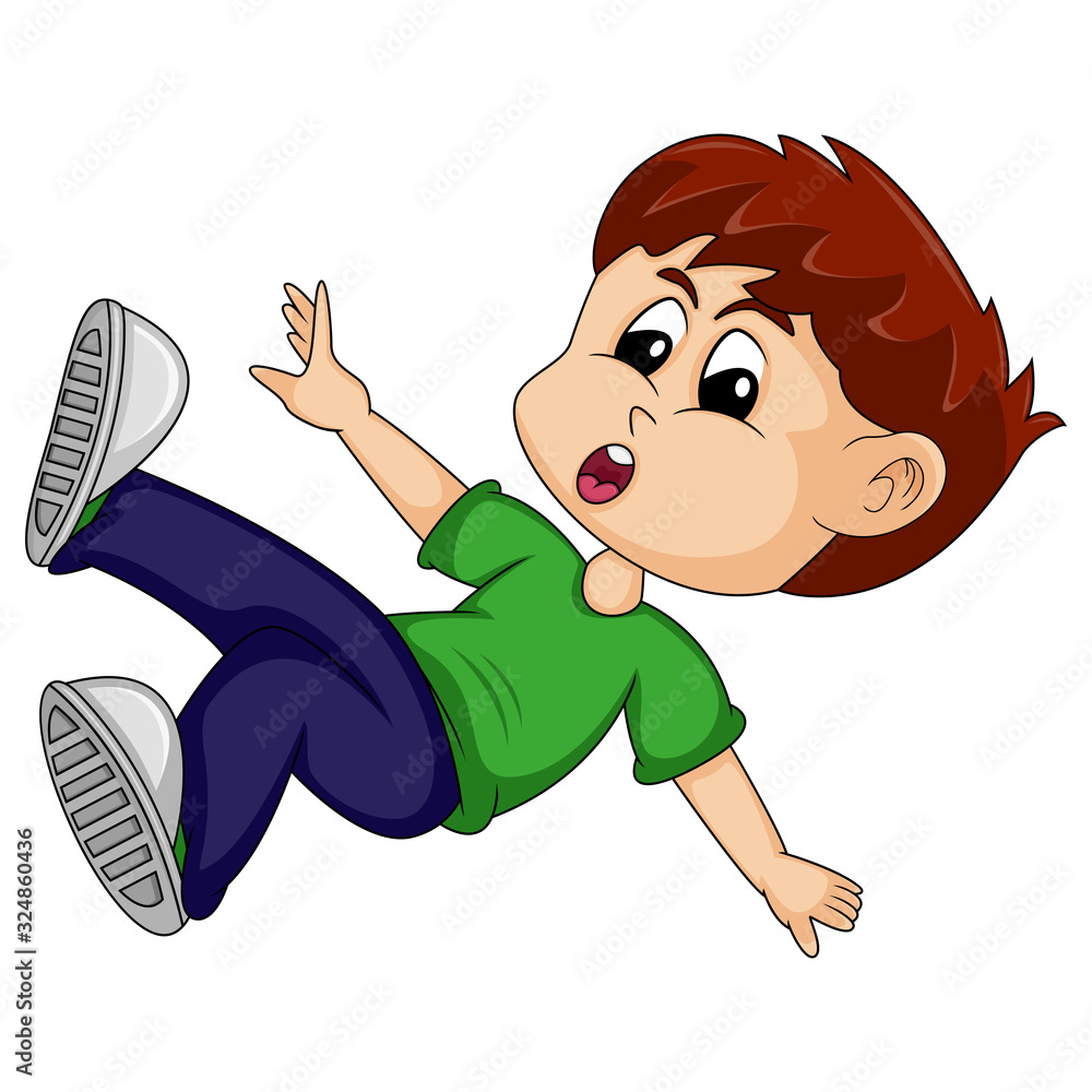 Boy Fell Down Cartoon Vector Illustration Stock Vector Adobe Stock