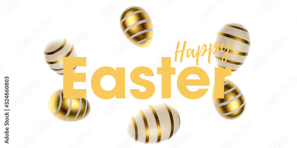Easter falling eggs in shape frame isolated on white background. For greeting card, promotion, poster, flyer, web-banner, article