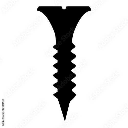 Self tapping screw short long icon black color vector illustration flat style image