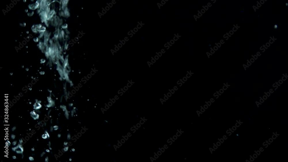bubble water, splash and rising up on black background- slow motion bubble water, splash and rising up on black background- slow motion