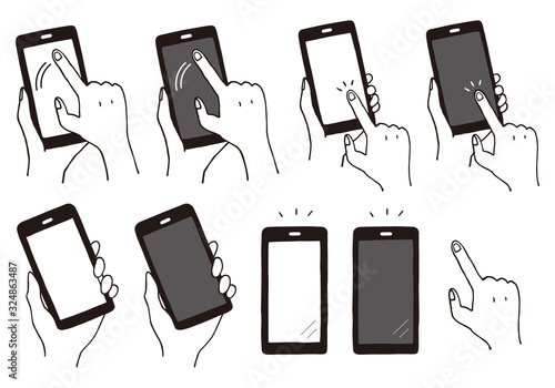 スマホ操作の手描き風イラスト
