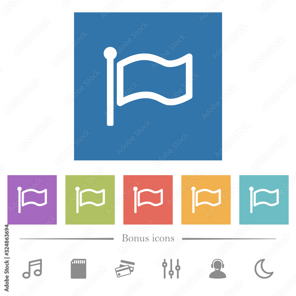 Flag flat white icons in square backgrounds Flag flat white icons in square backgrounds